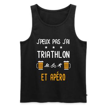 je peux pas j'ai triathlon sport apéro - Débardeur bio Premium Homme - noir - Devant - Michal (187cm)