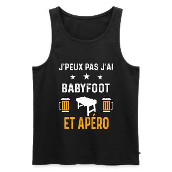 je peux pas j'ai babyfoot et apéro - Débardeur bio Premium Homme - noir - Devant - Michal (187cm)