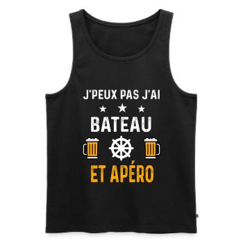 je peux pas j'ai bateau gouvernail et apéro - Débardeur bio Premium Homme - noir - Devant - Michal (187cm)