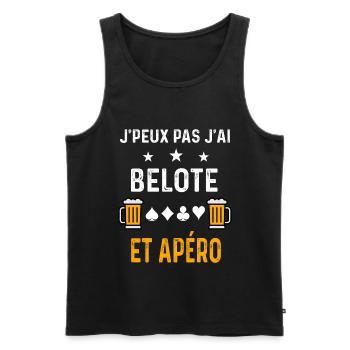 je peux pas j'ai belote et apéro - Débardeur bio Premium Homme - noir - Devant - AI Model Male 178 light (178cm)