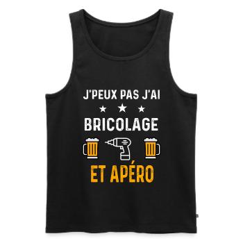 je peux pas j'ai bricolage perceuse et apéro - Débardeur bio Premium Homme - noir - Devant - Michal (187cm)