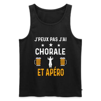 je peux pas j'ai chorale et apéro - Débardeur bio Premium Homme - noir - Devant - Michal (187cm)