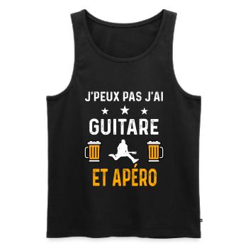 je peux pas j'ai guitare rock et apéro - Débardeur bio Premium Homme - noir - Devant - Michal (187cm)