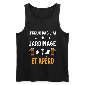 je peux pas j'ai jardinage et apéro - Débardeur bio Premium Homme - noir - Devant - Michal (187cm)