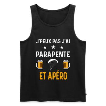 je peux pas j'ai parapente et apéro - Débardeur bio Premium Homme - noir - Devant - Michal (187cm)