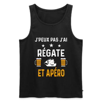 je peux pas j'ai régate et apéro - Débardeur bio Premium Homme - noir - Devant - Michal (187cm)