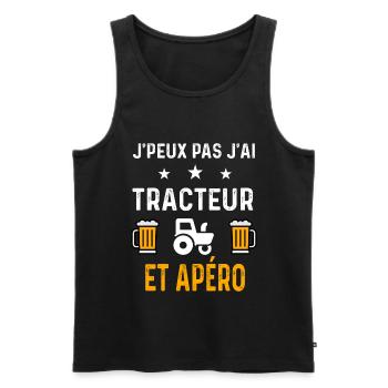 je peux pas j'ai tracteur et apéro - Débardeur bio Premium Homme - noir - Devant - AI Model Male 178 light (178cm)