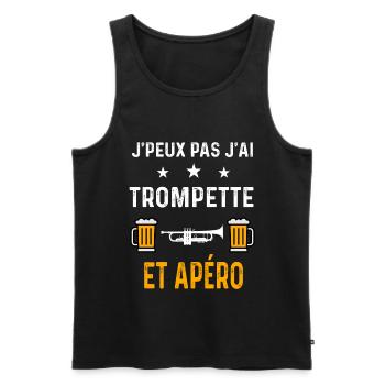 je peux pas j'ai trompette instrument et apéro - Débardeur bio Premium Homme - noir - Devant - Michal (187cm)