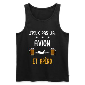 je peux pas avion - Débardeur bio Premium Homme - noir - Devant - Michal (187cm)