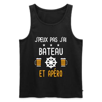 je peux pas bateau gouvernail - Débardeur bio Premium Homme - noir - Devant - Michal (187cm)