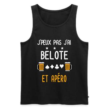 je peux pas belote - Débardeur bio Premium Homme - noir - Devant - AI Model Male 178 light (178cm)