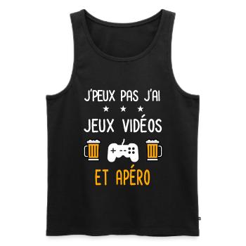 je peux pas jeux vidéos - Débardeur bio Premium Homme - noir - Devant - Michal (187cm)