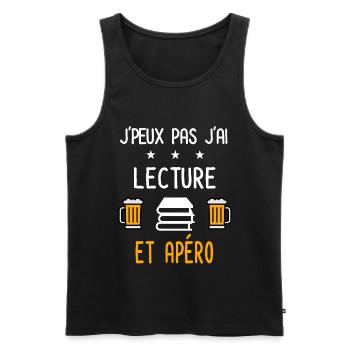 je peux pas lecture - Débardeur bio Premium Homme - noir - Devant - Michal (187cm)