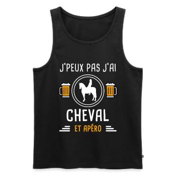 je peux pas j'ai cheval femme apéro cadeau - Débardeur bio Premium Homme - noir - Devant - Michal (187cm)