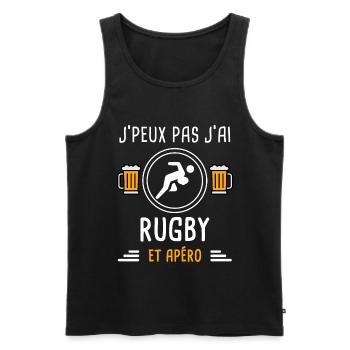 je peux pas j'ai rugby joueur apéro cadeau - Débardeur bio Premium Homme - noir - Devant - Michal (187cm)