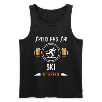 je peux pas j'ai ski skieur apéro cadeau - Débardeur bio Premium Homme - noir - Devant - Michal (187cm)