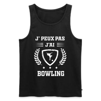 Je peux pas j'ai bowling humour - Débardeur bio Premium Homme - noir - Devant - Michal (187cm)