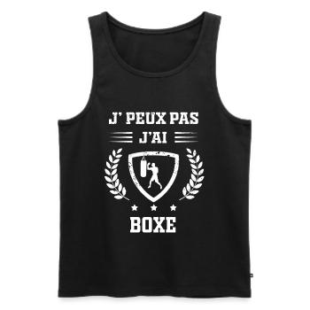 Je peux pas j'ai boxe humour - Débardeur bio Premium Homme - noir - Devant - Michal (187cm)