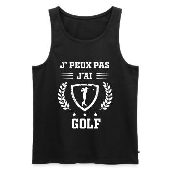 Je peux pas j'ai golf humour - Débardeur bio Premium Homme - noir - Devant - Michal (187cm)