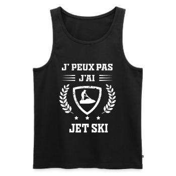 Je peux pas j'ai jet ski humour - Débardeur bio Premium Homme - noir - Devant - Michal (187cm)