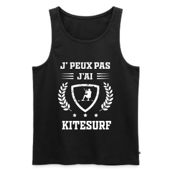Je peux pas j'ai Kitesurf humour - Débardeur bio Premium Homme - noir - Devant - Michal (187cm)