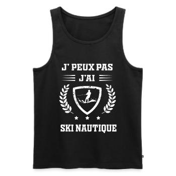 Je peux pas j'ai ski nautique humour - Débardeur bio Premium Homme - noir - Devant - Michal (187cm)