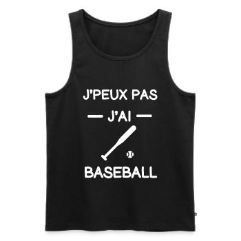 Je peux pas j'ai baseball batte cadeau baseballeur - Débardeur bio Premium Homme - noir - Devant - AI Model Male 178 light (178cm)