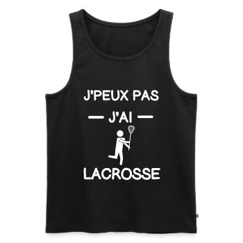 Je peux pas j'ai lacrosse cadeau hockeyeur - Débardeur bio Premium Homme - noir - Devant - Michal (187cm)