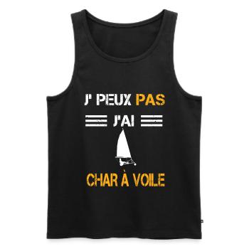Je peux pas j'ai char à voile cadeau conducteur - Débardeur bio Premium Homme - noir - Devant - AI Model Male 178 light (178cm)