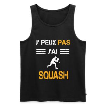 Je peux pas j'ai squash cadeau badiste - Débardeur bio Premium Homme - noir - Devant - AI Model Male 178 light (178cm)