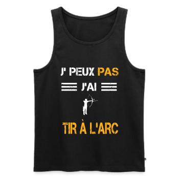 Je peux pas j'ai tir à l'arc cadeau archer - Débardeur bio Premium Homme - noir - Devant - Michal (187cm)