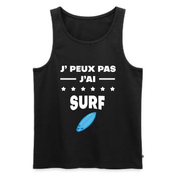 Je peux pas j'ai surf planche - Débardeur bio Premium Homme - noir - Devant - Michal (187cm)