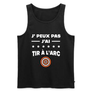 Je peux pas j'ai tir à l'arc cible - Débardeur bio Premium Homme - noir - Devant - Michal (187cm)