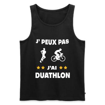 Je peux pas j'ai duathlon cadeau duathlète - Débardeur bio Premium Homme - noir - Devant - Michal (187cm)