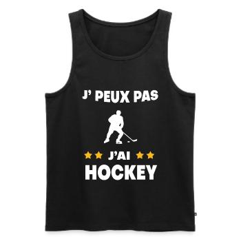 Je peux pas j'ai hockey cadeau hockeyeur - Débardeur bio Premium Homme - noir - Devant - AI Model Male 178 light (178cm)