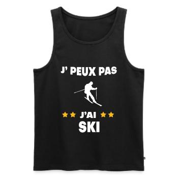 Je peux pas j'ai ski cadeau skieur - Débardeur bio Premium Homme - noir - Devant - Michal (187cm)