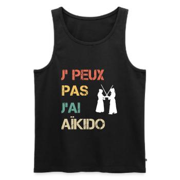 Je peux pas j'ai aïkido vintage drôle - Débardeur bio Premium Homme - noir - Devant - Michal (187cm)