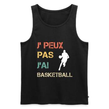 Je peux pas j'ai basketball vintage drôle - Débardeur bio Premium Homme - noir - Devant - Michal (187cm)