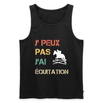 Je peux pas j'ai équitation vintage drôle - Débardeur bio Premium Homme - noir - Devant - Michal (187cm)