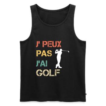 Je peux pas j'ai golf vintage drôle - Débardeur bio Premium Homme - noir - Devant - Michal (187cm)