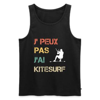 Je peux pas j'ai Kitesurf vintage drôle - Débardeur bio Premium Homme - noir - Devant - Michal (187cm)