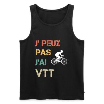 Je peux pas j'ai VTT vintage drôle - Débardeur bio Premium Homme - noir - Devant - Michal (187cm)
