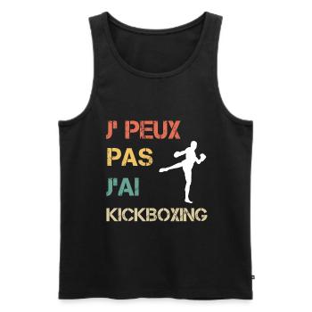 Je peux pas j'ai kickboxing vintage drôle - Débardeur bio Premium Homme - noir - Devant - Michal (187cm)