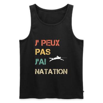 Je peux pas j'ai natation vintage drôle - Débardeur bio Premium Homme - noir - Devant - Michal (187cm)