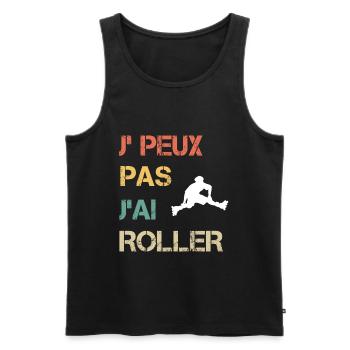 Je peux pas j'ai roller vintage drôle - Débardeur bio Premium Homme - noir - Devant - Michal (187cm)