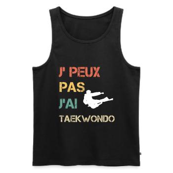 Je peux pas j'ai taekwondo vintage drôle - Débardeur bio Premium Homme - noir - Devant - Michal (187cm)