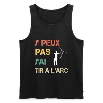 Je peux pas j'ai tir à l'arc vintage drôle - Débardeur bio Premium Homme - noir - Devant - Michal (187cm)