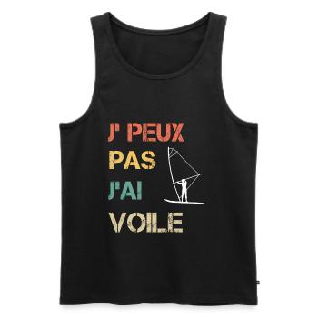 Je peux pas j'ai voile vintage drôle - Débardeur bio Premium Homme - noir - Devant - Michal (187cm)