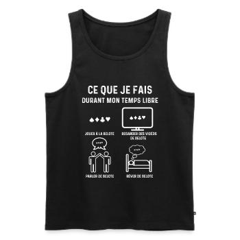 belote temps libre beloteur - Débardeur bio Premium Homme - noir - Devant - AI Model Male 178 light (178cm)