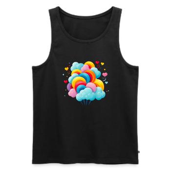bunte Zuckerwatte Wolken - Männer Premium Bio Tank Top - Schwarz - Vorne - Michal (187cm)